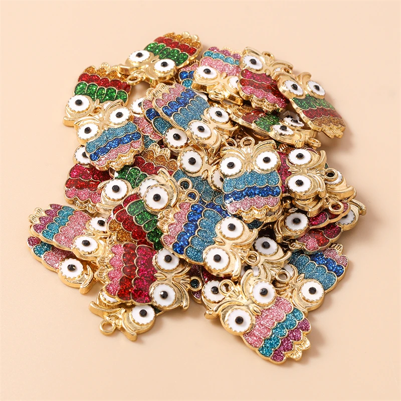 

20pcs 14x23mm Cute Cartoon Enamel Animal Owl Charms Pendants for Making Necklaces Earrings DIY Handmade Crafts Jewelry Findings
