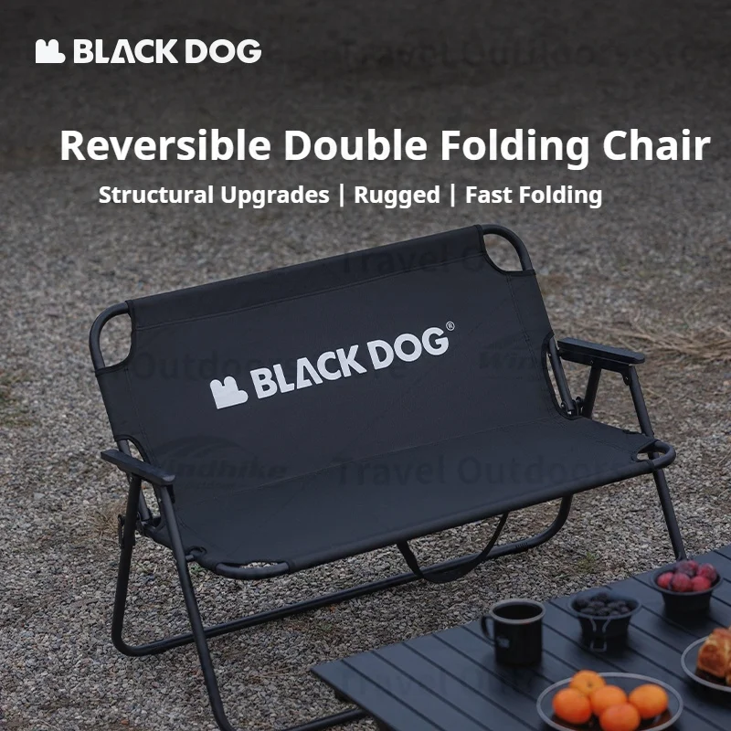 Naturehike BLACKDOG Double Chair Foldable Camping Bench Outdoor Beach Fishing Leisure Armchair 600D Oxford Cloth Wear-resistant