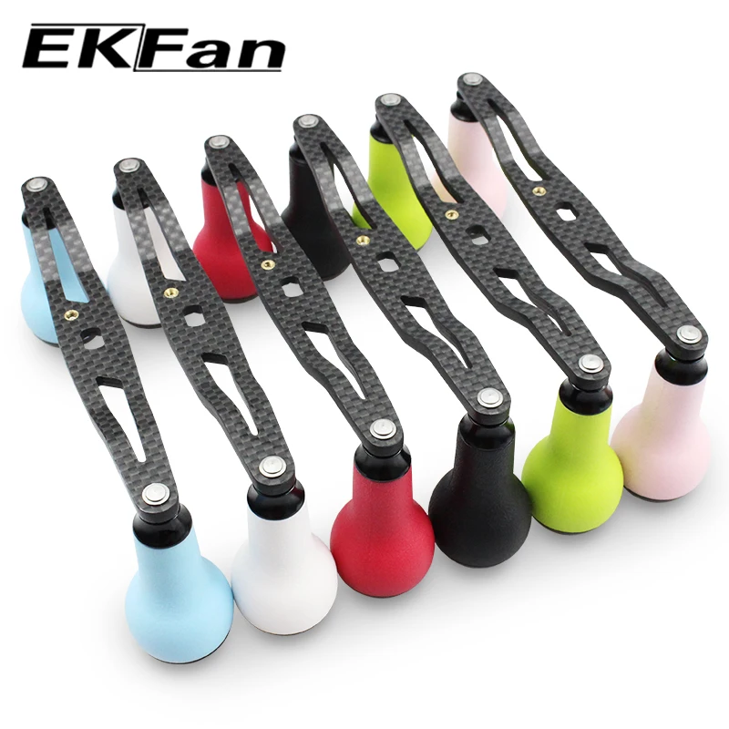 Ekfan 130MM Fishing Carbon Handle 7x4/8x5MM Holes With TPE Material Knob Suitble For SHI&DAI Bait Casting Reel Tackle Accessory