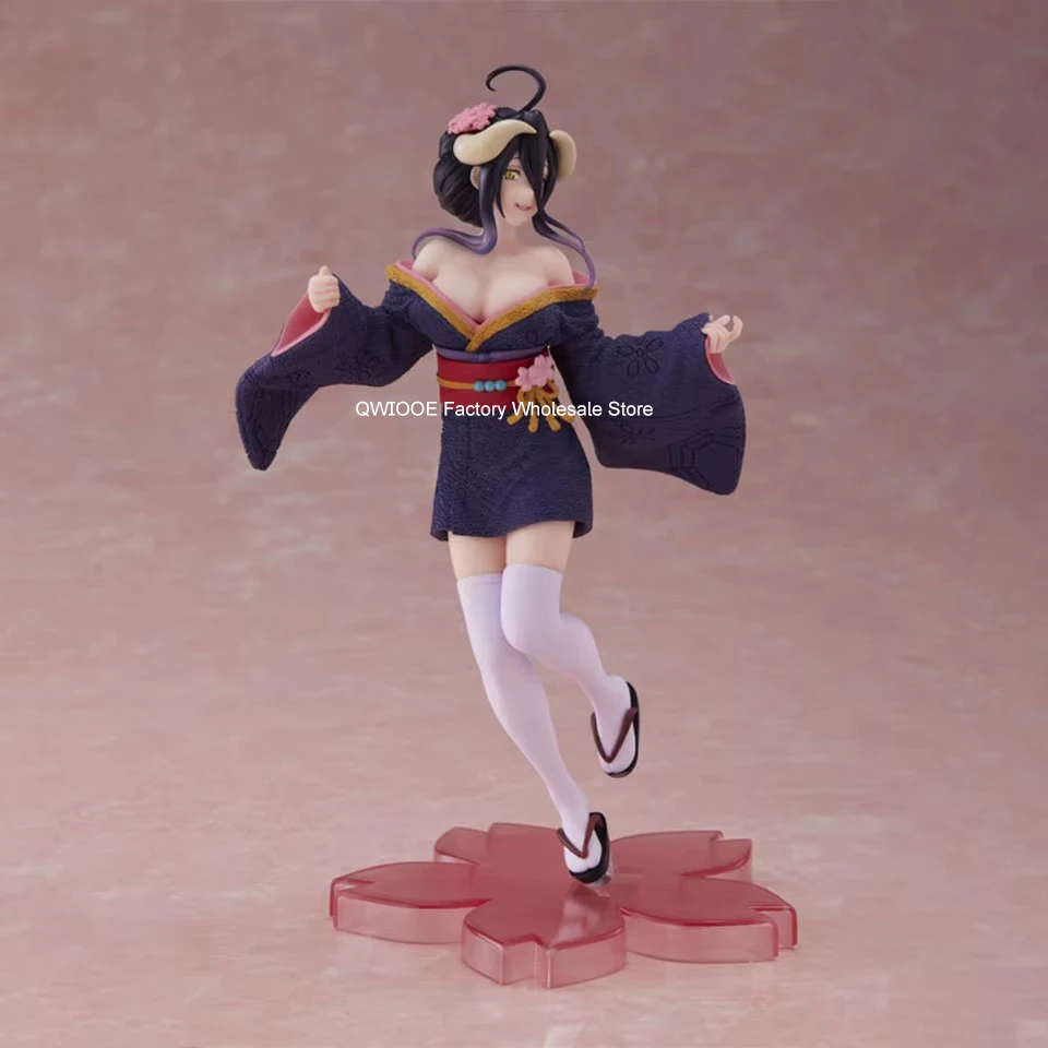 Original Taito Coreful Overlord 18cm Albedo With Sakura Kimono Action Figure Collection Model Doll Toys Gifts For Girls