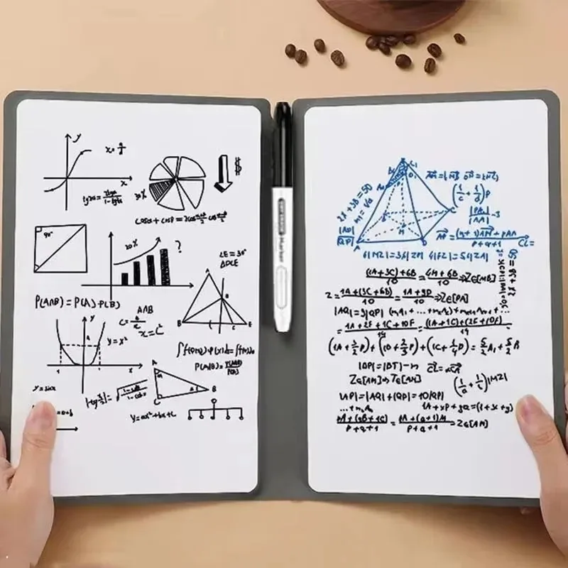 Reusable Whiteboard Notebook A5 Erasable Desktop Notes Leather Cover Handwriting Draft Portable for Office School Student