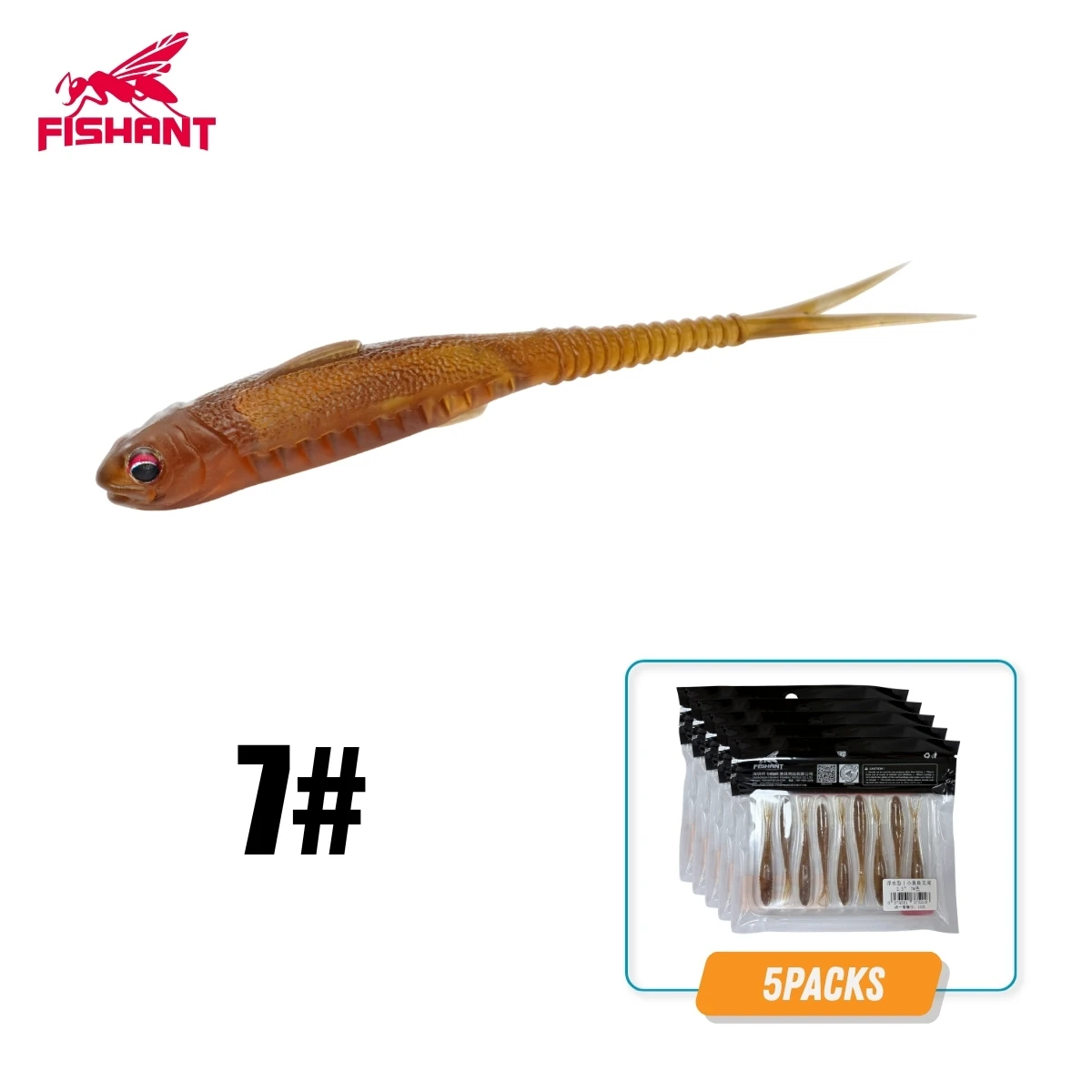 FISHANT 2,5/3,1 inch vorkstaart drijvende zachte kunstaas 7-9 stuks/pak - 5 pakken holle lichaamsglow aas voor baars en forel vissen