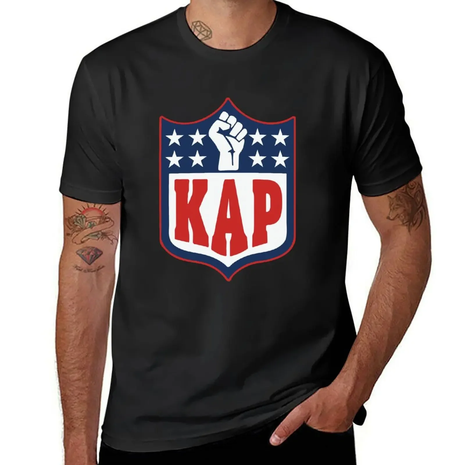 Colin Kaepernick Football Player I'm With KAP T-Shirt Short sleeve tee Aesthetic clothing graphics black t shirts for men