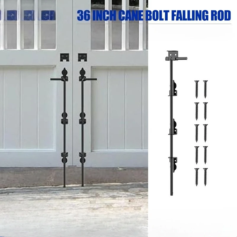 

12-Inch Rattan Latch Door Drop Rod for Wooden Fences, Heavy Duty Iron Gate Ground Latch Hardware for Wooden Doors and Doors