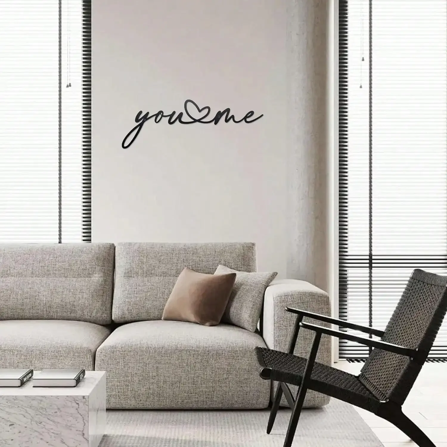 

Heart Shaped You And Me Metal Sign | Wall Decor Hanging for Living Room & Bedroom Interiors