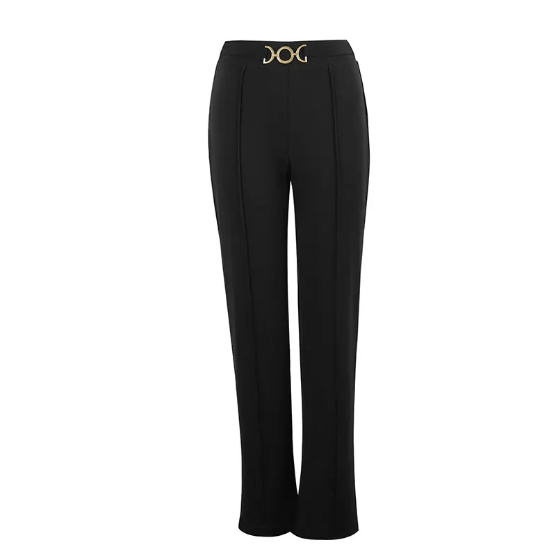 ربيع أسود مثير المرأة السراويل الشارع الشهير موضة مطرزة السراويل الجديدة أنيقة الإناث عادية سليم تنوعا السراويل الملابس #4