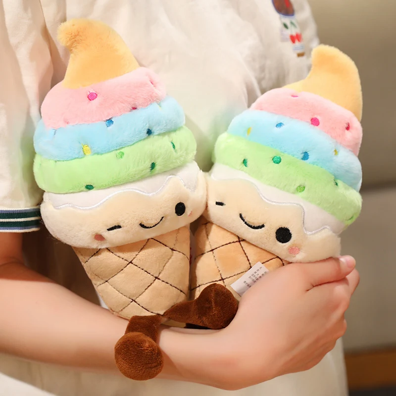 25cm Cartoon Cute Rainbow Ice Cream Plush Doll With Legs Colorful Sweet Ice Cream Plush Toy Home Decoration Gift For Children 2