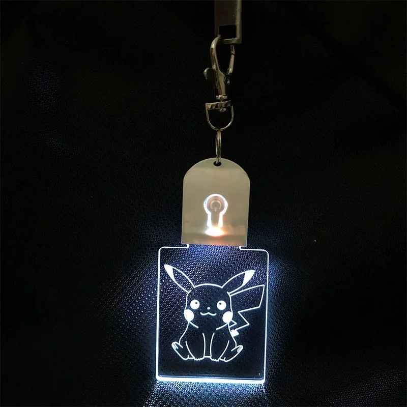 ﻿ Pokemon Pikachu Key Chain Anime Gengar Eevee Usb Emit Light Pendant Cute Backpack Pendant Cartoon Keychain Accessories Gift