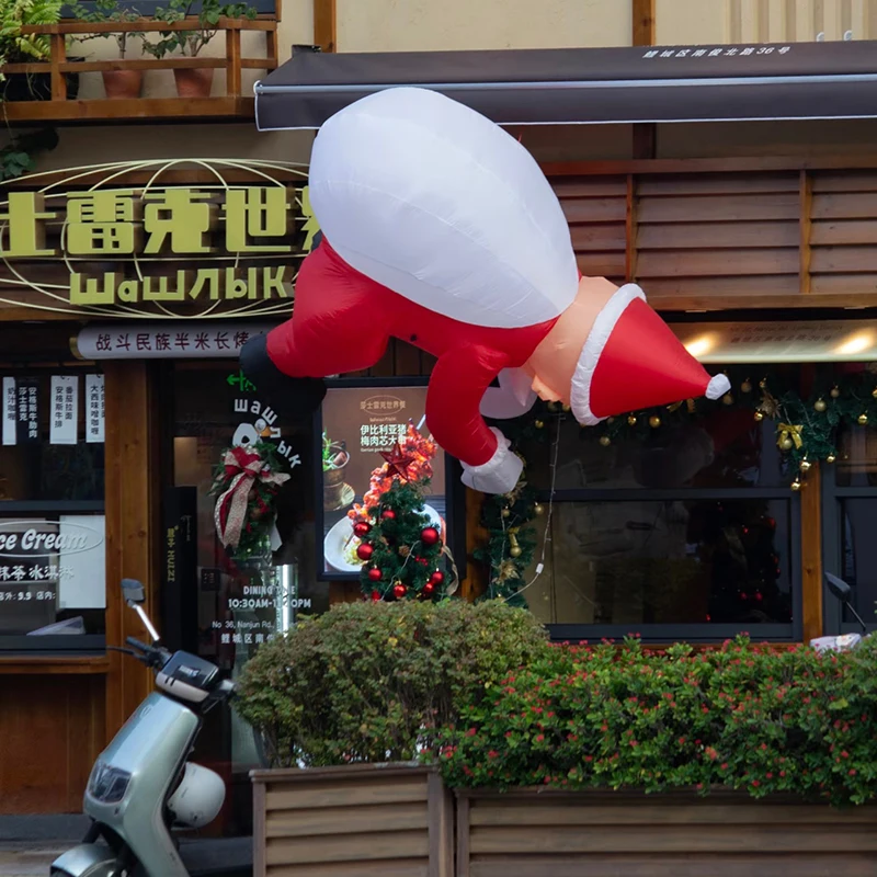 8 أقدام معلقة عيد الميلاد المطاطية زينة سانتا كلوز تسلق الجدار مع شنطة هدايا تفجير ساحة الزينة اللعب في الهواء الطلق #4