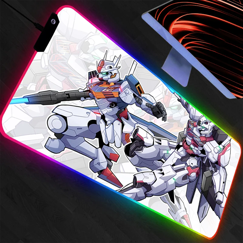 

Светодиодный коврик для мыши GUNDAM с подсветкой, аксессуары для геймеров, скоростной коврик для клавиатуры, резиновый, с закрытыми краями, RGB, настольный коврик для ноутбука, анимация