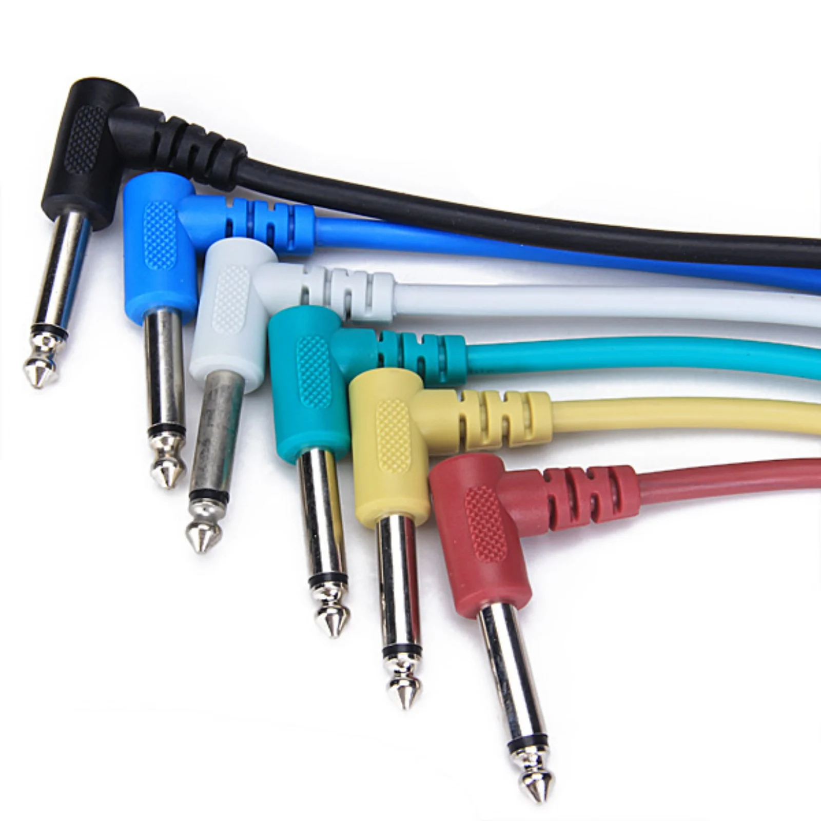 Set of 6pcs 30cm Guitar Pedal Cable Guitar Right Angle Pedal Patch Cable Leads for for Guitar Effect Pedal6.35mm Jack 1/4\