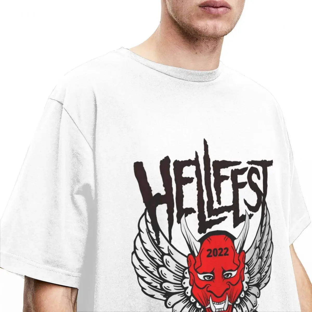 Man T-Shirt Hellfests T-Shirts Trending Music Logo Beach Tees Y2K Funny Printed Pure Cotton Clothes Gift image 4