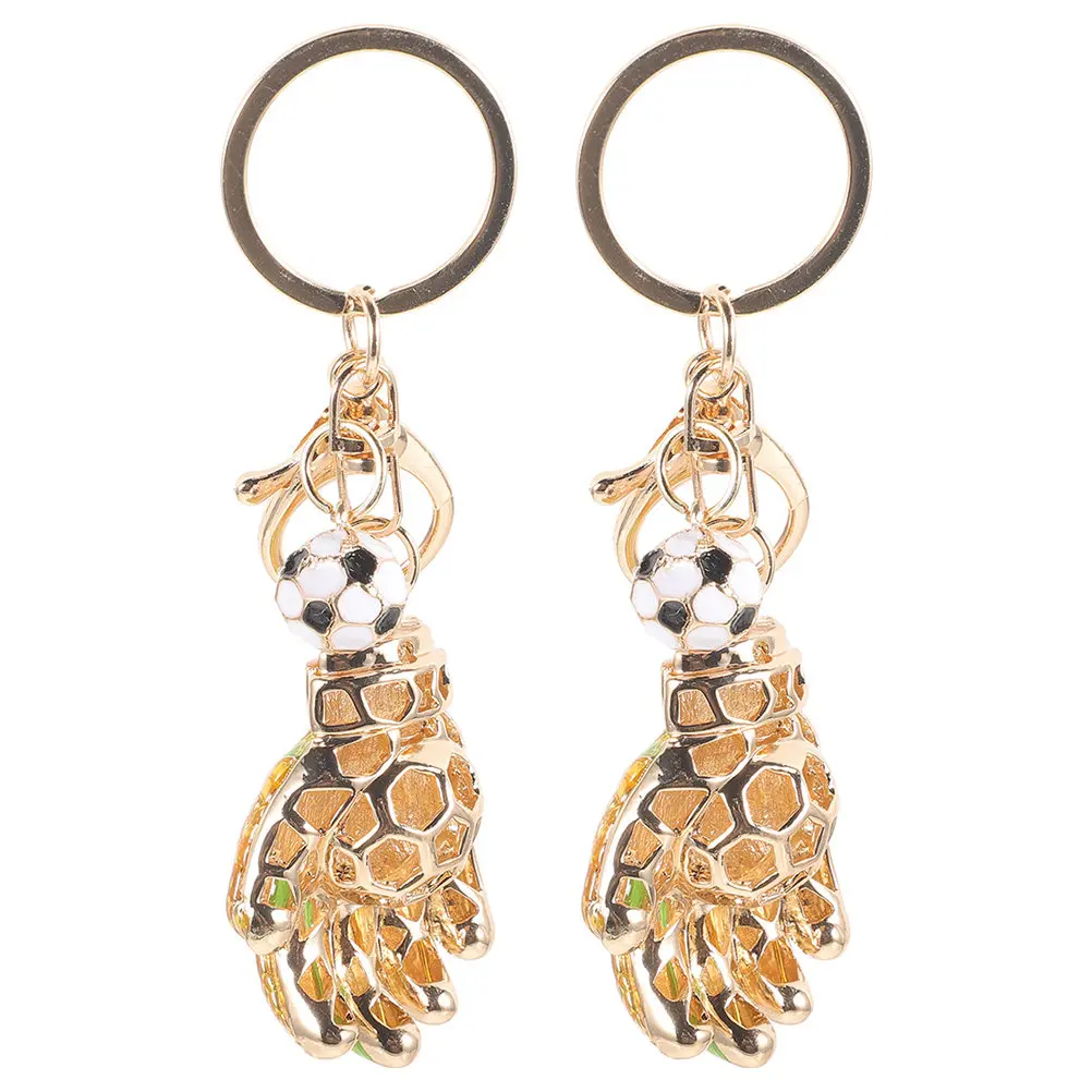 2Pcs Football Goalkeeper Gloves Keychain Decorative Glove Shaped Pendant Hanging Keyrings for Backpack Luggage Bag Car