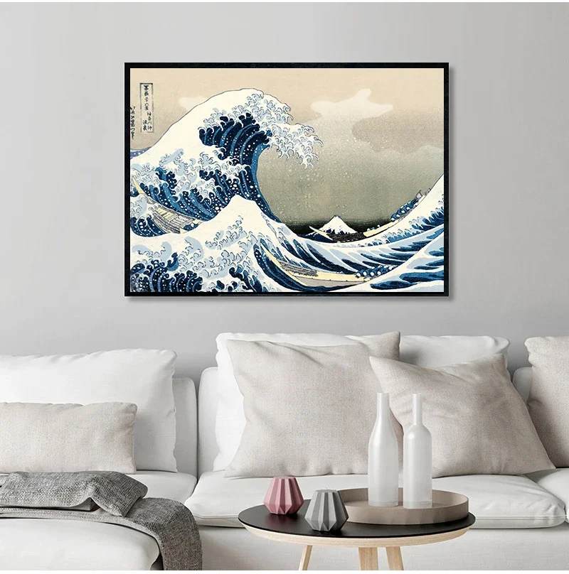 1pc frameless Canvas Painting Original Kanagawa Surfing Katsushika Hokusai Canvas Painting Print Picture Poster Wall Bedroom Hom