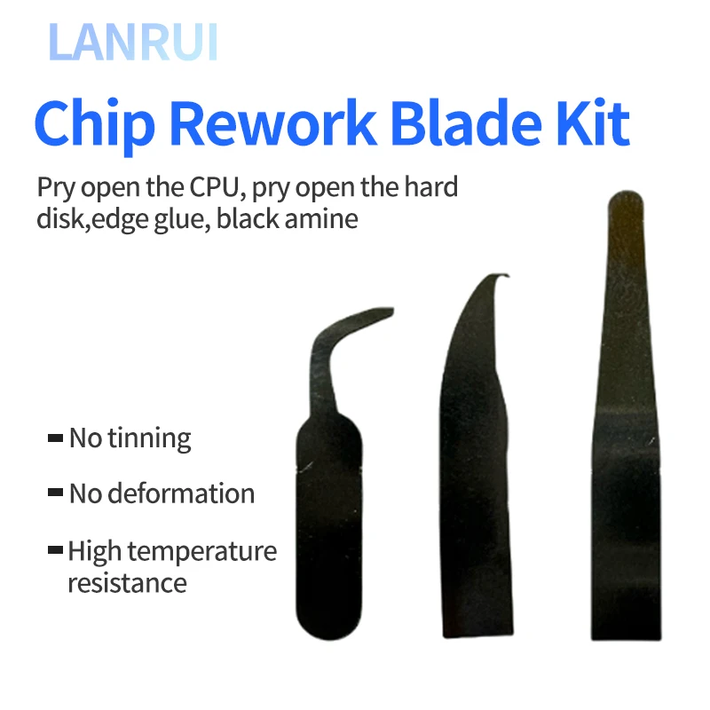LANRUI Set di lame per riparazione CPU per riparazione di telefoni cellulari Disco rigido CPU Chip IC Smontaggio Colla per bordi Colla nera Strumenti per lama da taglio
