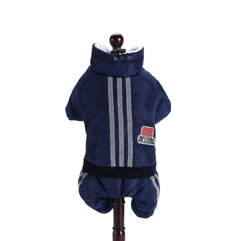 Ropa para perros de peluche acolchada de algodón para mascotas, ropa de capitán para perros pequeños y medianos, otoño e invierno