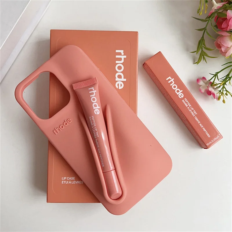 Telefoonhoesje met lippenstift- en lipglosshouder van siliconen voor iPhone 16 17 Air 15 14 13 12 11 Pro Max Plus