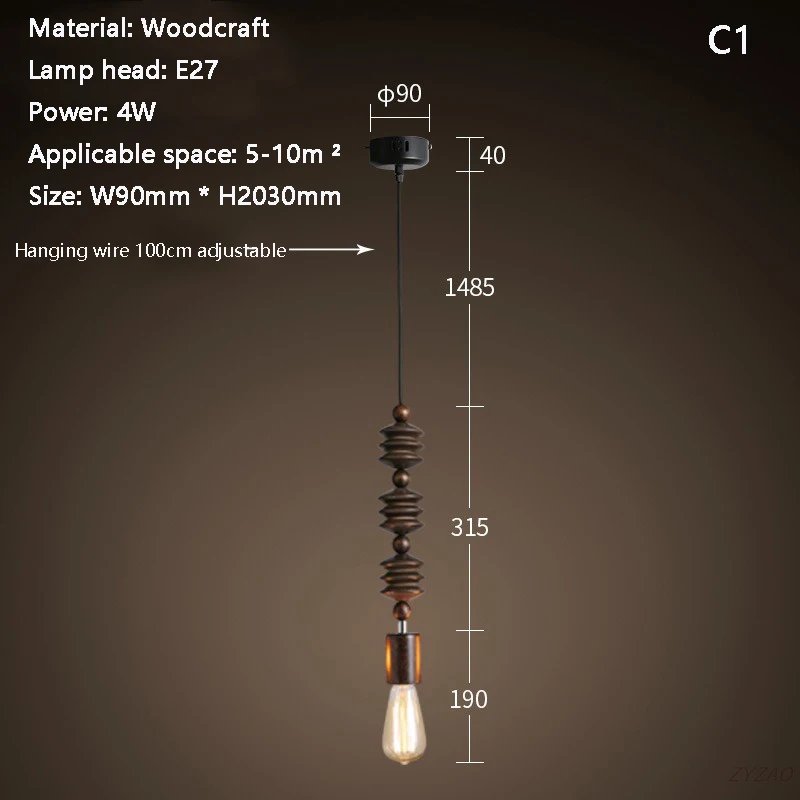 Hanglampen in retrostijl Eiken houten geometrische kralen hanglamp eetkamer woonkamer droplight hangende lichtarmatuur E27