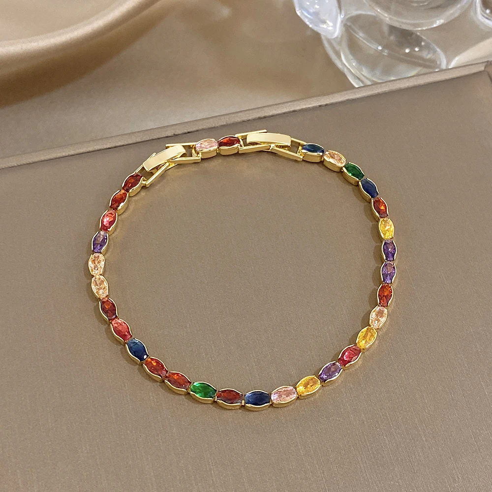 

Exquisite Multi-layer Stainless Steel Chain Bracelets for Women Vintage Boho Stackable Colorful Rhinestone Charm Bangle Jewelry