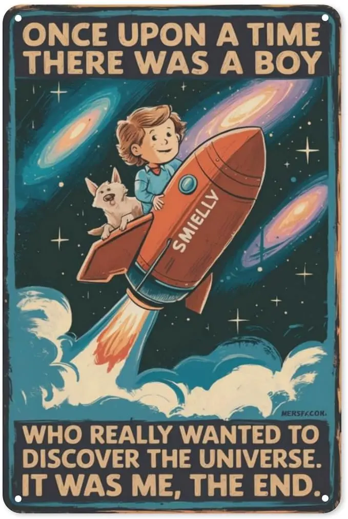 Space Explorer Tin Sign 8X12IN Vintage Metal Wall Art for Dorm Room, Science Classroom & Astronomy Gift sign