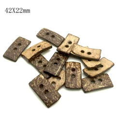 20PCS 42X22mm Square Coconut Shell Buttons 2-Hole Round Wooden Buttons For Sewing Clothing Scrapbooking Crafts Home Decor SC169