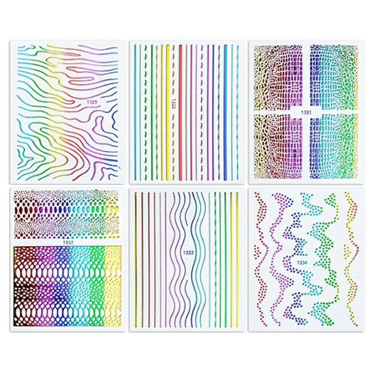 Line Nail Art Sticker Classic Pattern Spot Rose Gold Rainbow Laser Gold Design Nail Decoration Decals