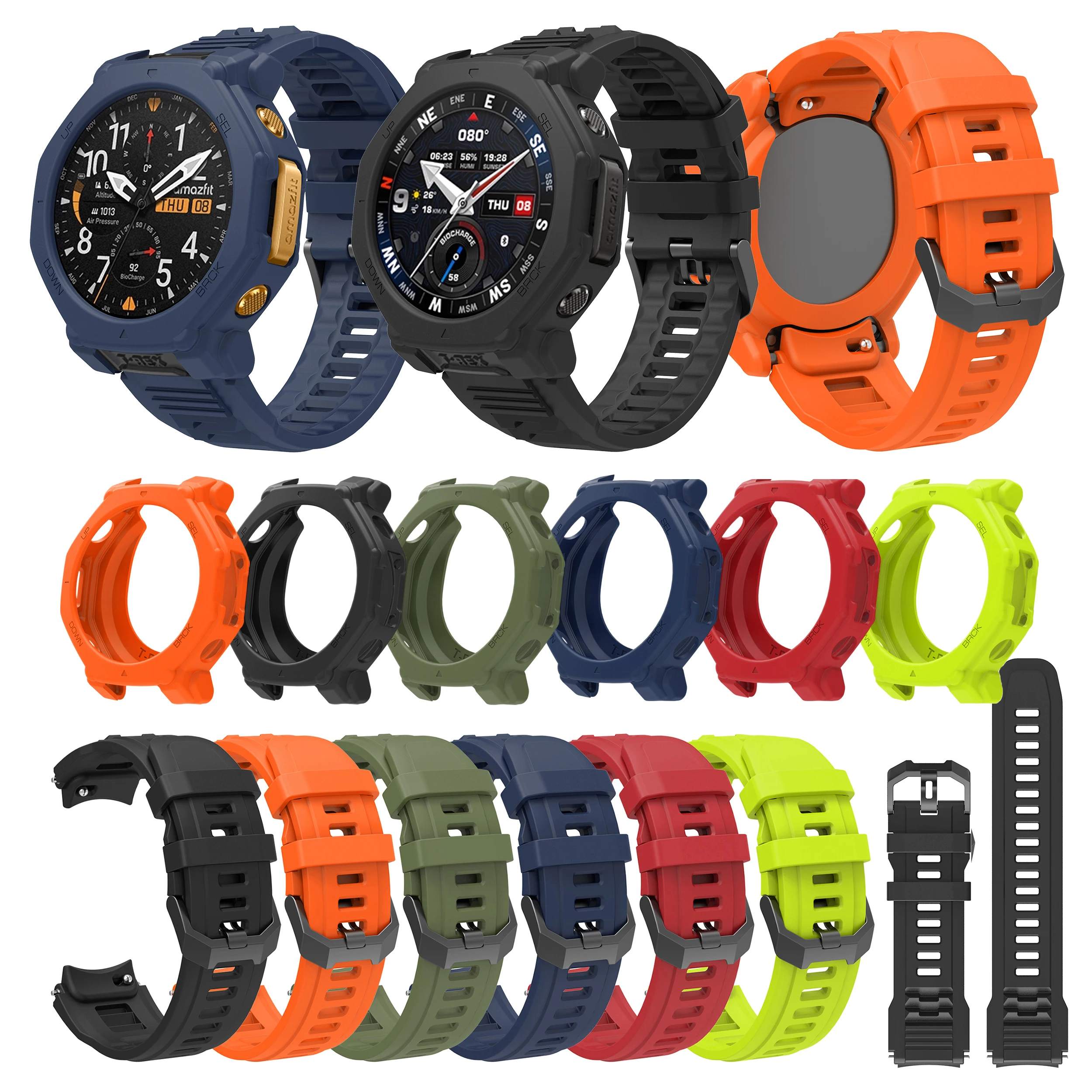 �y�Z�[�����z�V���R���X�g���b�v + �ی�P�[�X Amazfit T-Rex 3 Pro 48mm �X�}�[�g�E�H�b�`�o���h�p