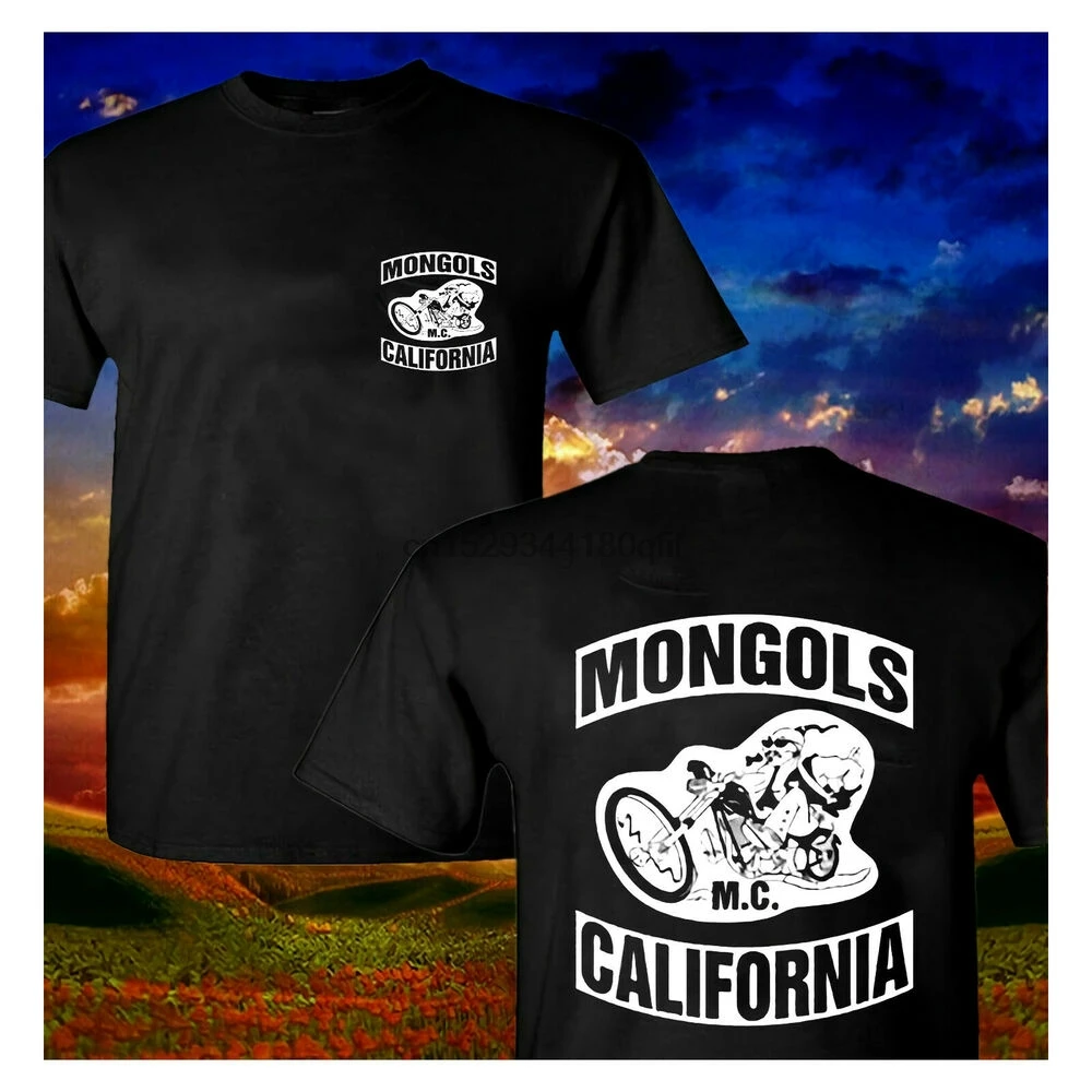 Camiseta de MONGOLS MC CALIFORNIA USA MOTORCLYCLE CLUB para hombre, color negro, nueva