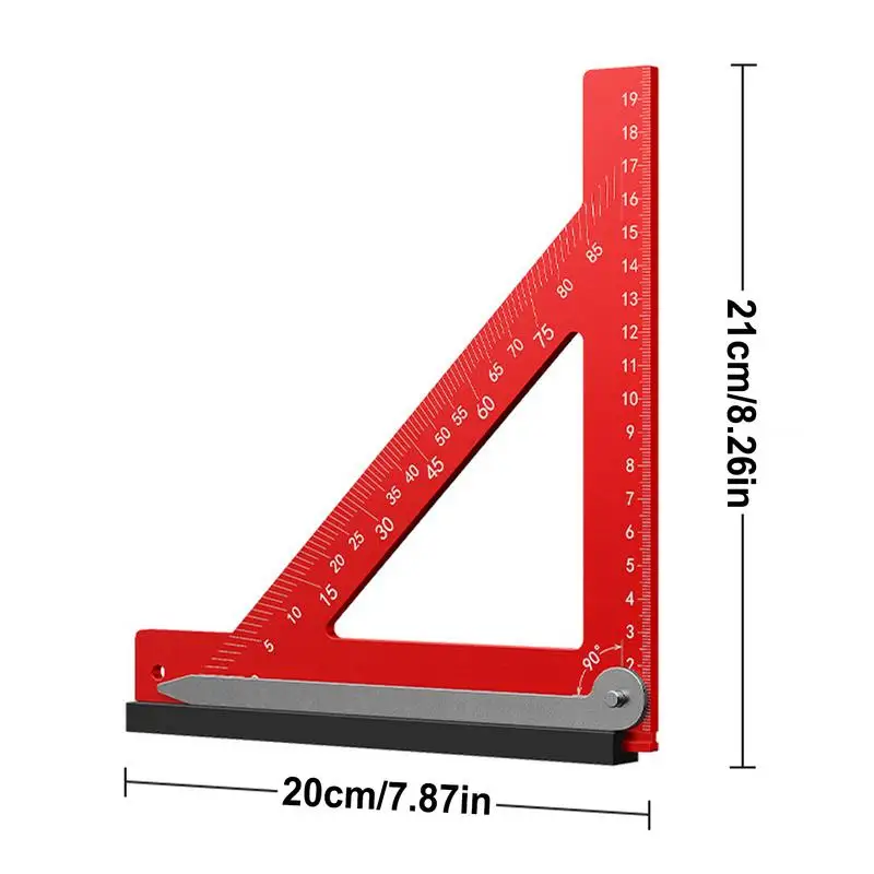 Righello da 90 gradi per carpentiere quadrato in lega di alluminio, righello di misurazione, righello angolare per carpentiere, lavorazione del legno, costruzione