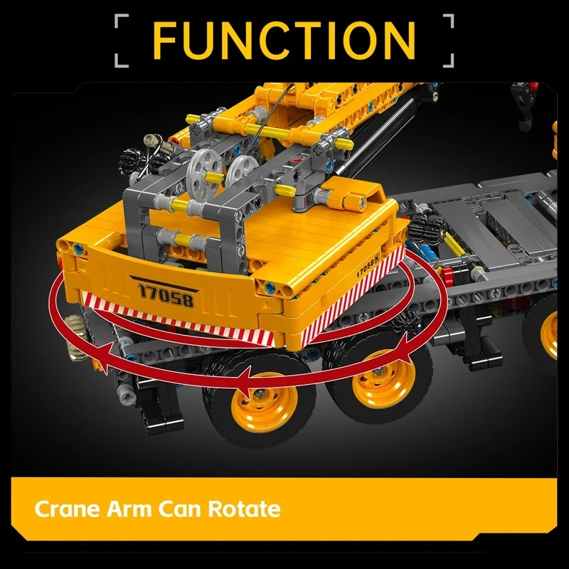 MOULD KING 17058 Technical Mechanical Crane Car Building Block Model Assembly Truck Brick Enginerring Toys Kids Christmas Gift