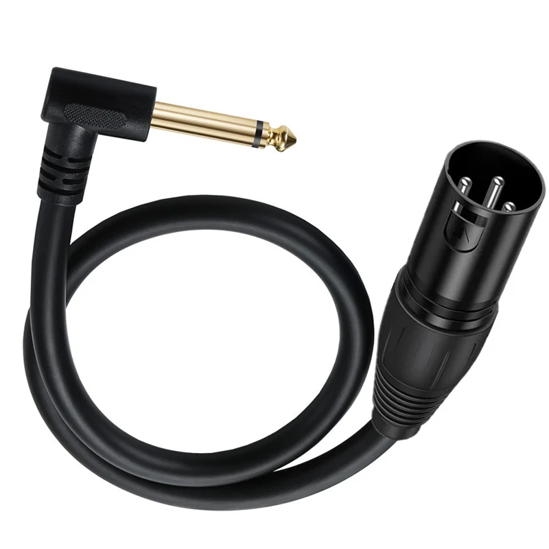 6.35mm to XLR Cable XLR 3 Pin to 6.35mm TS Mono Male Unbalanced Interconnect Wire Mic Cord for Dynamic Microphone 0.5m