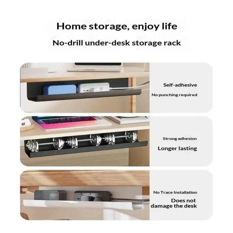 40cm Punch Free Cable Organizer Under Desk PVC Wire Storage Holder Wall Mounted - view 6