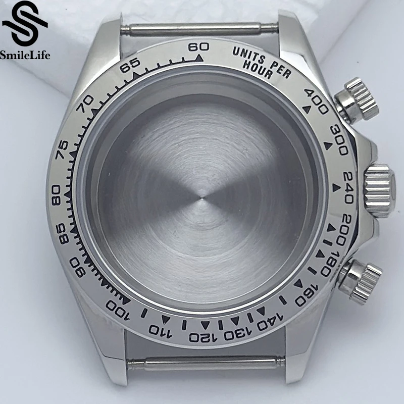 SmileLife 39 مللي متر VK63 ساعة حافظة الياقوت الزجاج السيراميك/الصلب الحافة مقاوم للماء صالح VK63 كوارتز ساعة يد تعمل بالحركة اكسسوارات