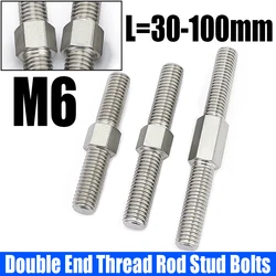 1/2PCS M6 304 Stainless Steel Dual Head Threaded Bar Stick Left And Right Thread Double End Thread Rod Stud Bolts L=30mm-100mm