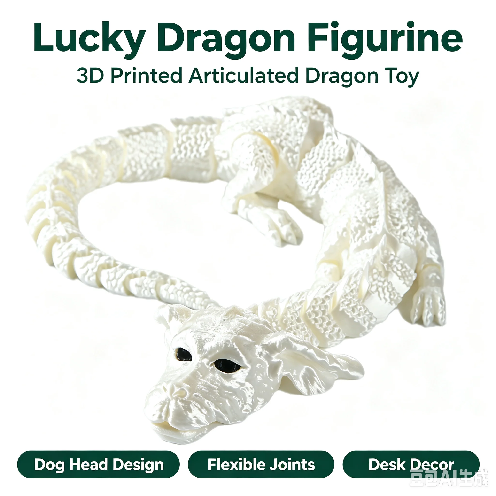 3D‑Printed Lucky Dragon Figurine, Unique Hand‑made Chinese Dragon Toy, Realistic Articulated Joints, Movable Simulation Dragon