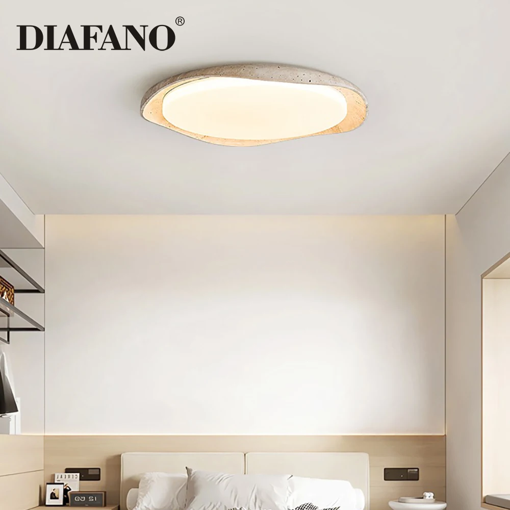 Yellow Cave Stone Ceiling Lamp Surface Mounted Led DownLight for Living Dining Room Bedroom Kitchen Nordic Walnut Ceiling Lights
