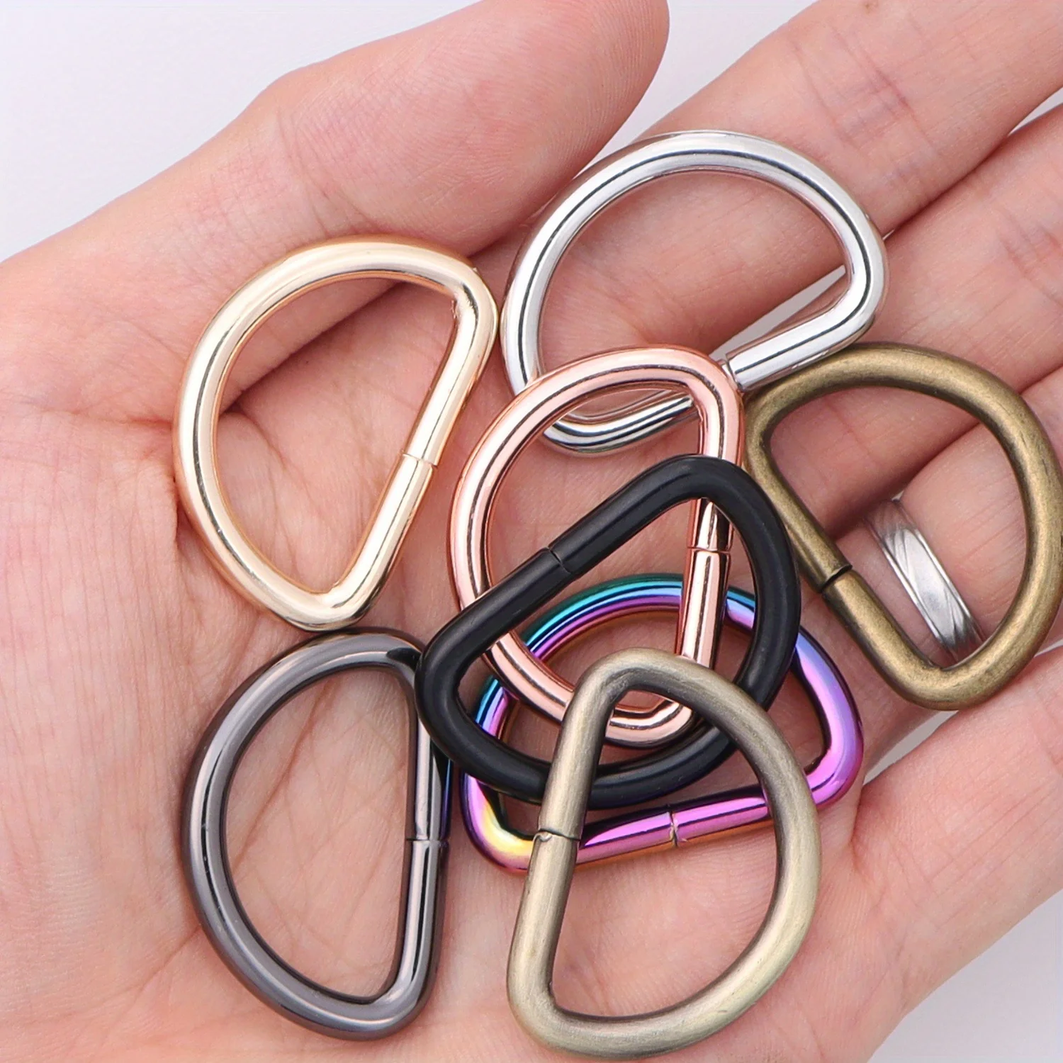 10pcs Metal D Ring Buckle Metal Bags Buckles Hooks Bag Strap Connector Hardware DIY Sewing Accessories