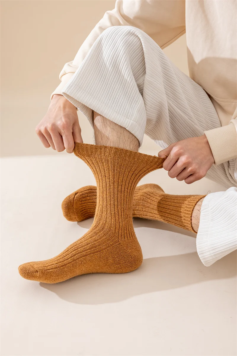 3 paar Winter Dicke Warme männer Wolle Socken Hohe Qualität Harajuku Retro Merino Wolle Casual Socken Große Größe Lange socken – Detail 11
