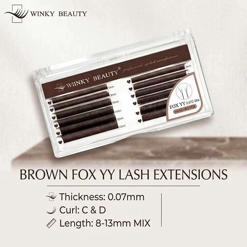 Winky Beauty New Dark Brown Fox Y Shaped Eyelashes Natural Soft Left and Right Premade Fan Matte Style Premium Make-up Lash