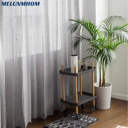 Melunmhom American Gray Light-transmitting Luxury Pearl Thicker Tulle Curtains for Living Room Beaded Sheer Window Screen Bedroo