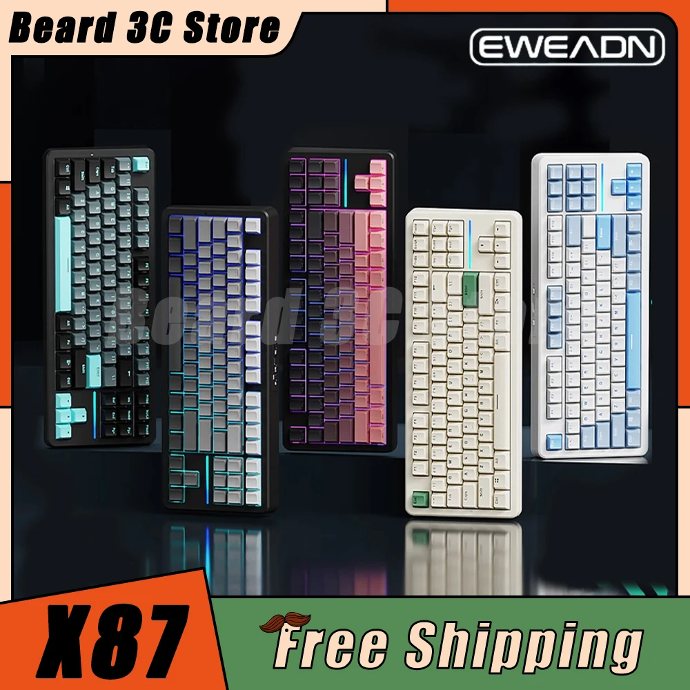 

EWEADN X87 Mechanical Keyboard Three Mode Hot Swap RGB Gaming Keyboard 87 Keys Wireless Gasket Pc Gamer Office Accessories Gifts