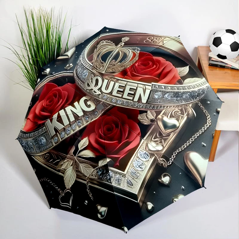 

Colorful Heart Rose Umbrella Automatic Open/close, Sturdy Iron Frame & 8-Rib Struct, Umbrella for Women & Men, Christmas Gifts