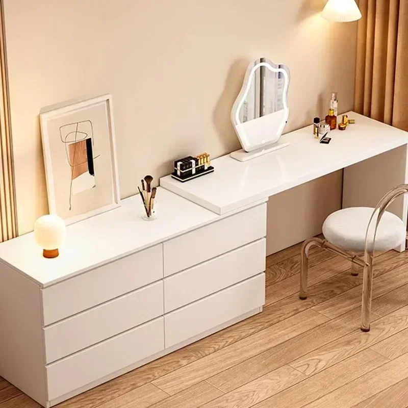 Men Baby Mirror Dresser Table Beige Waterprrof White Storage Dressing Table Wood Women Bedroom Furniture