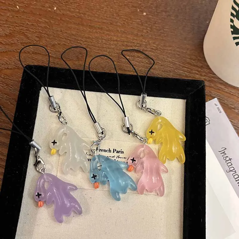 Mobile Phone Rope Keyring Ice Transparent Color Changing Roasted Duck Keychain Student Backpack Pendant Car Hanging Accessories