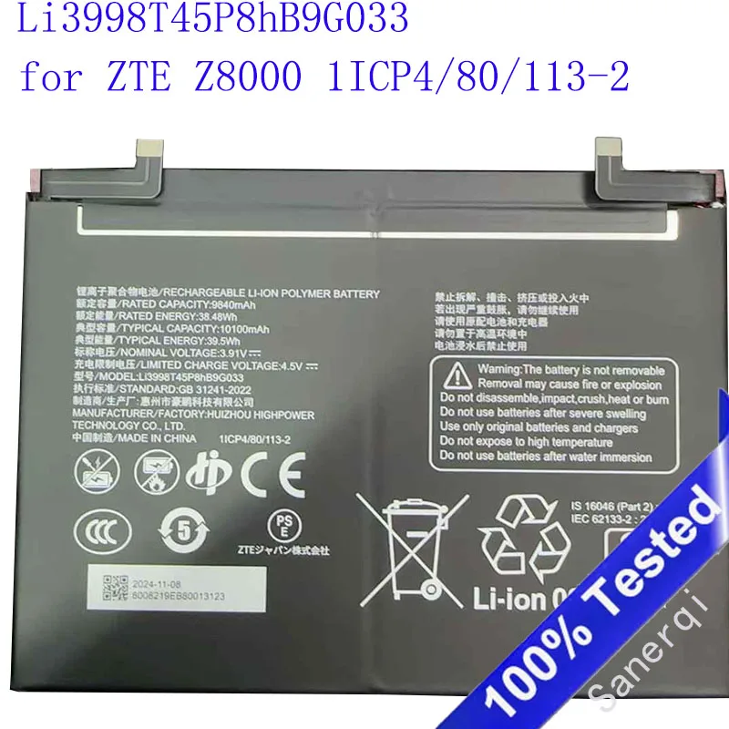 

Li3998T45P8hB9G033 Replacement Battery for ZTE Z8000 1ICP4/80/113-2 Batteria Spare Part Replacement
