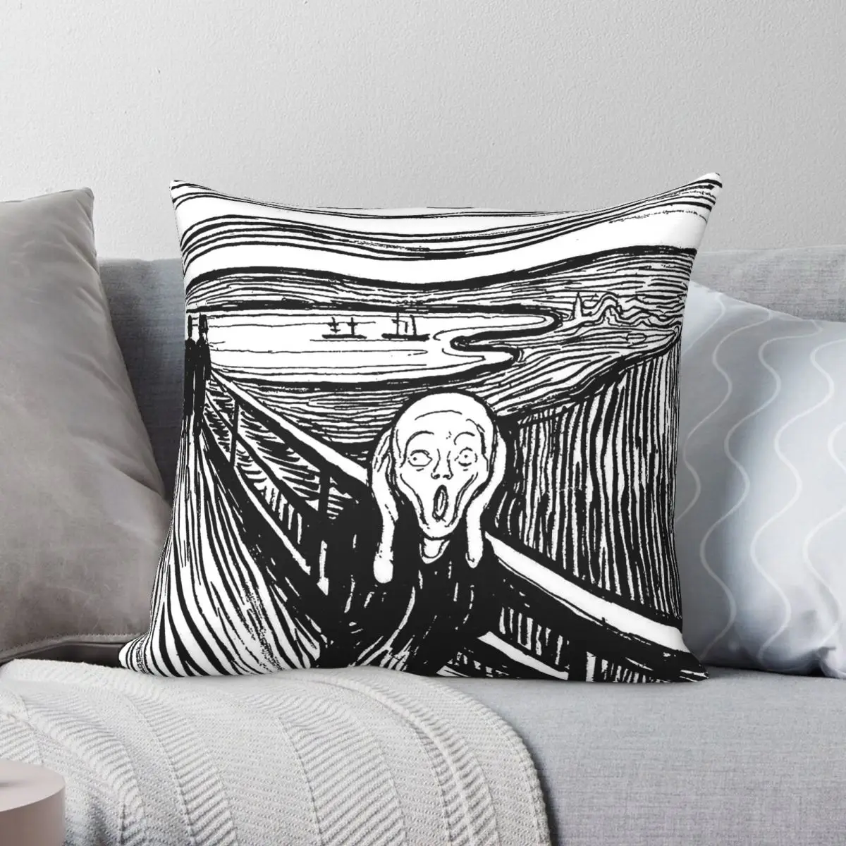 Edvard Munch The Scream Square Pillowcase Polyester Linen Velvet Creative Zip Decor Pillow Case Home Cushion Cover
