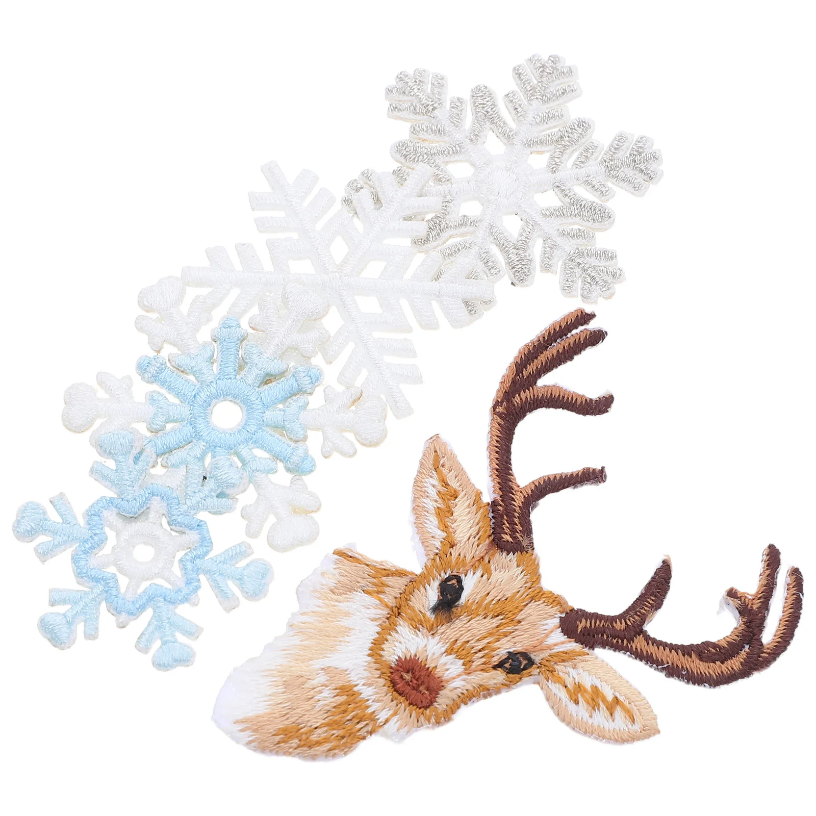 

6Pcs Snowflake Embroidered Patch Golden Iron on Applique for Clothing Jackets Hats Bags Winter Christmas Decoration