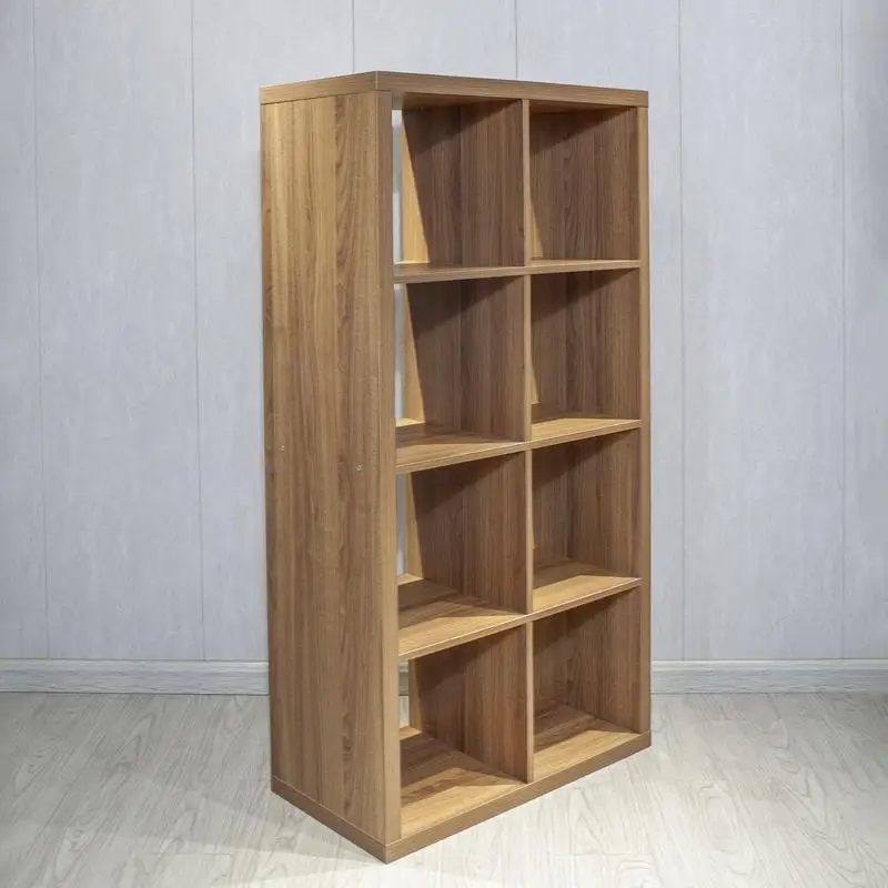 تخزين منظم 8 مكعبات مع أرفف خلفية مفتوحة، خزانة كتب مكعبة 2 × 4 للمنزل والمكتب، لمسة نهائية من خشب الجوز