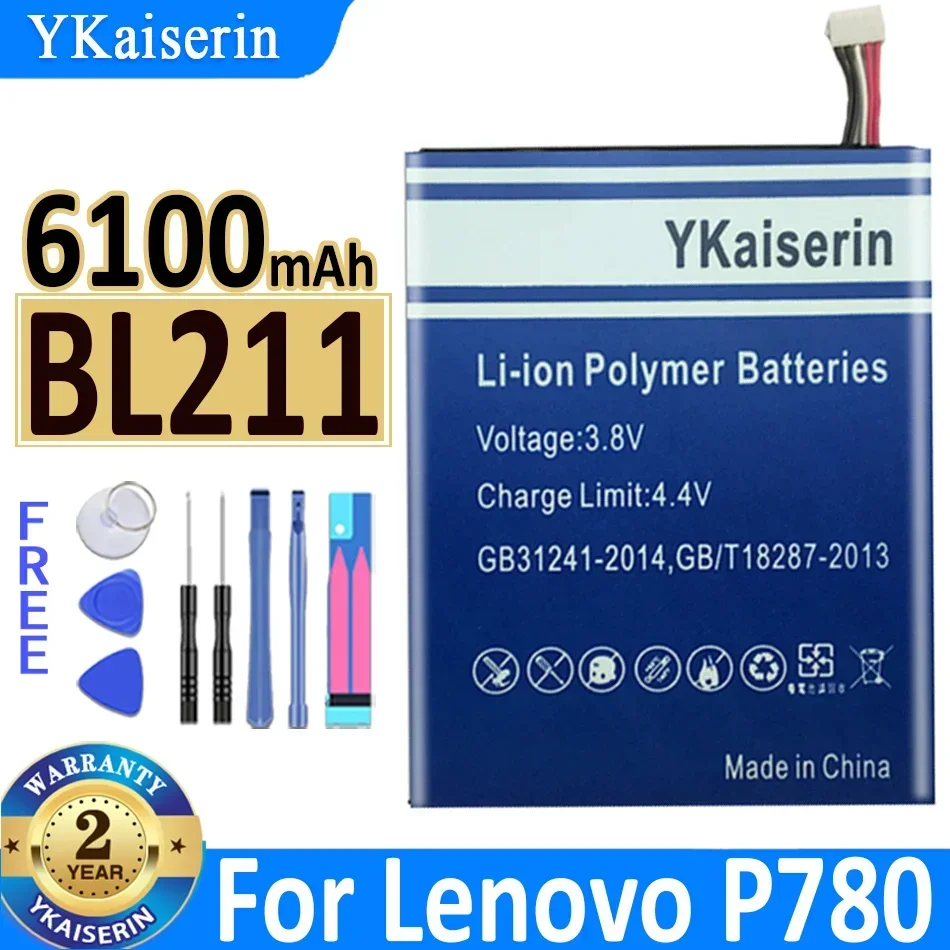 YKaiserin BL211 BL 211 BL-211 6100mAh Battery Use for Lenovo P780 Battery Batteries + Free Tools