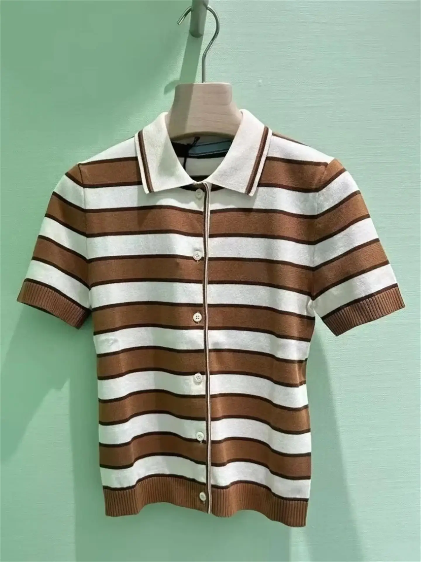 

ort Sve вязаный кардиган женский с отложным воротником и вышивкой в полоску с буквами, новинка лета, рукоделие, дизайн Faion